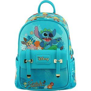 Disney Lilo & Stitch 11" Vegan Leather Fashion Mini Backpack, Blue